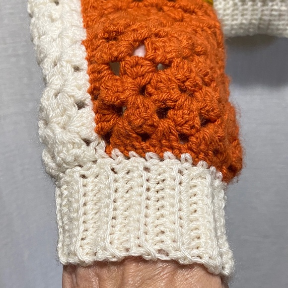 Hand Knit Patchwork Crochet Sweater - Picture 9 of 16